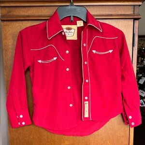 Larry Mahan Kids Red Button Down Shirt with White Trim